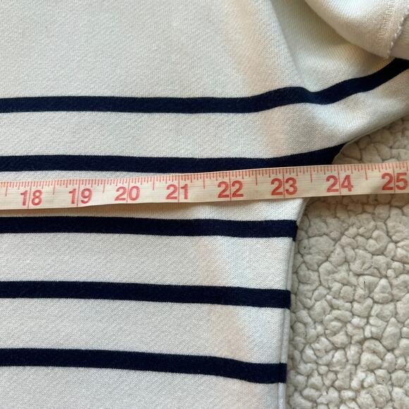 Crown & Ivy White Navy Stripe Long Sleeve Holiday Christmas Tree Top Large - Picture 8 of 10